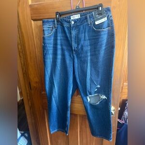 Abercrombie & Fitch Dark Blue Ripped Ankle Jeans
